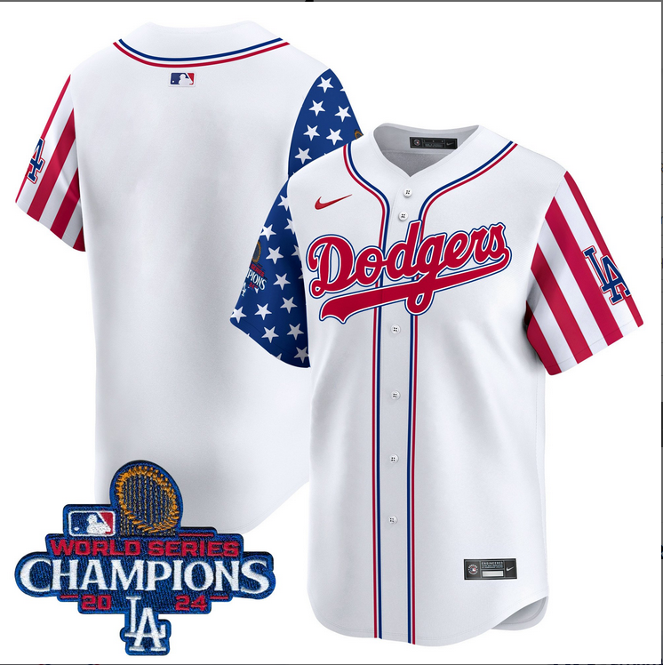 Men MLB Los Angeles Dodgers blank American Style white 2024 World Series Champions Limited Jersey